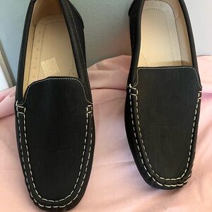 Black Loafers with Stitching